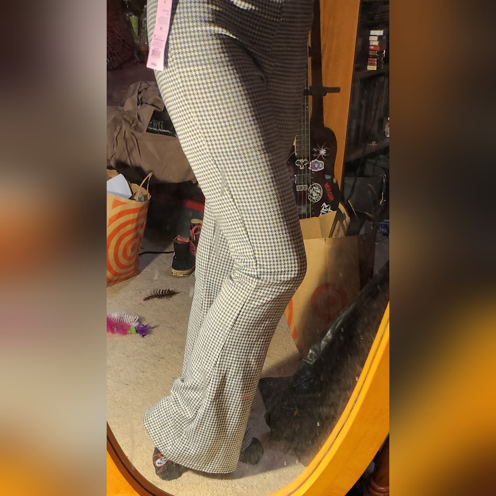 Houndstooth Flare Leg Pants